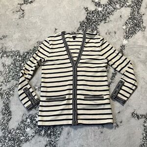 J. Crew Black and White Striped Women's Blazer